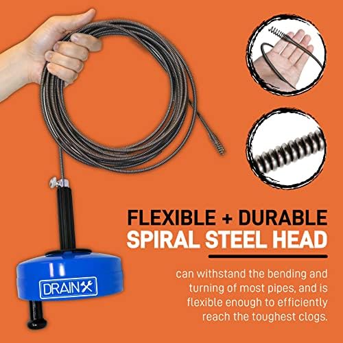 DrainX Pro Steel Drum Auger - Effortlessly Unclog Pipes with a Durable Tool