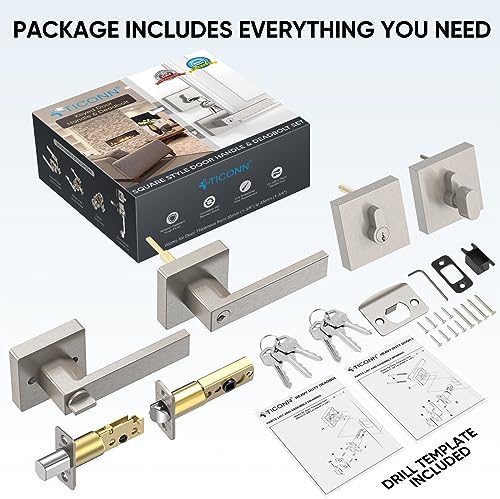 Ticonn Door Handle Set Premium Heavy Duty Door Lever for Home and Bathroom Use