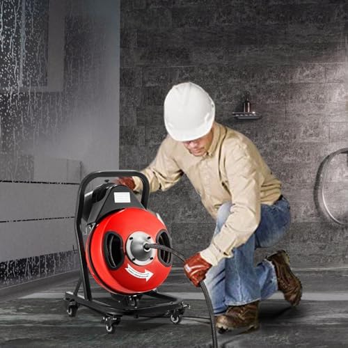 50FT Steel Core Electric Drain Auger 4 Cutters 1-4-inch Pipedges