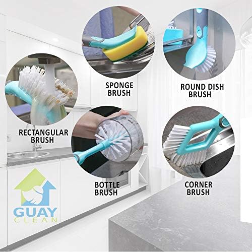 Guay 4-Piece Kitchen Cleaning Brush Set with Handle and Scrub Sponge