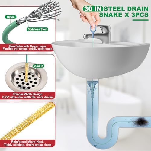 EastLink Complete Drain Clog Remover Set 18PCS