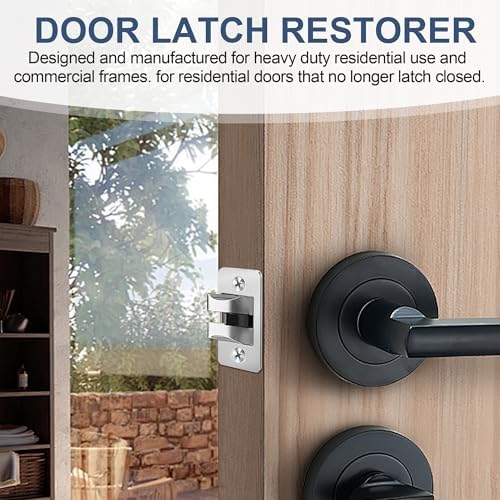 Nkiy Quen 2-Piece Door Security Kit Anti-Bump Latch Replacer Stainless Steel Latch Restorer for Home Business