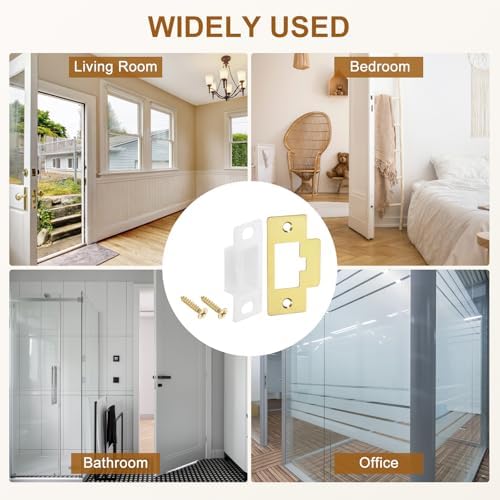 2-Set Door Strike Plate Stainless Steel 40mm x 70mm Gold