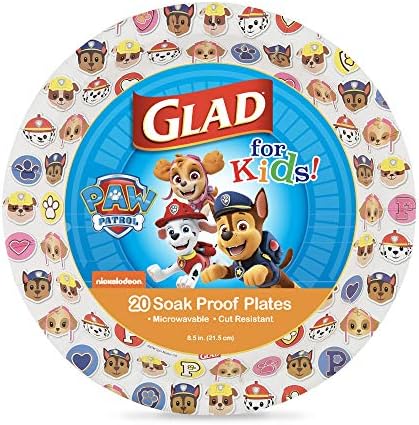Perfect for Kids Glad Paw Patrol Emoji 85-Inch Disposable Plates