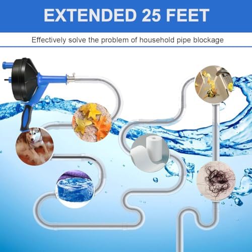 25-Foot Drain Auger with Drill Adapter Blue