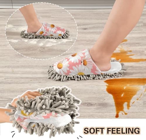 Burbuja Daisy Flowers Mop Slippers for Home and Kitchen Cleaning
