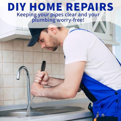 Professional Slow Drain Cleaner and Clog Remover - 10-Foot Metal Snake for Hair Food Debris and Garbage Removal