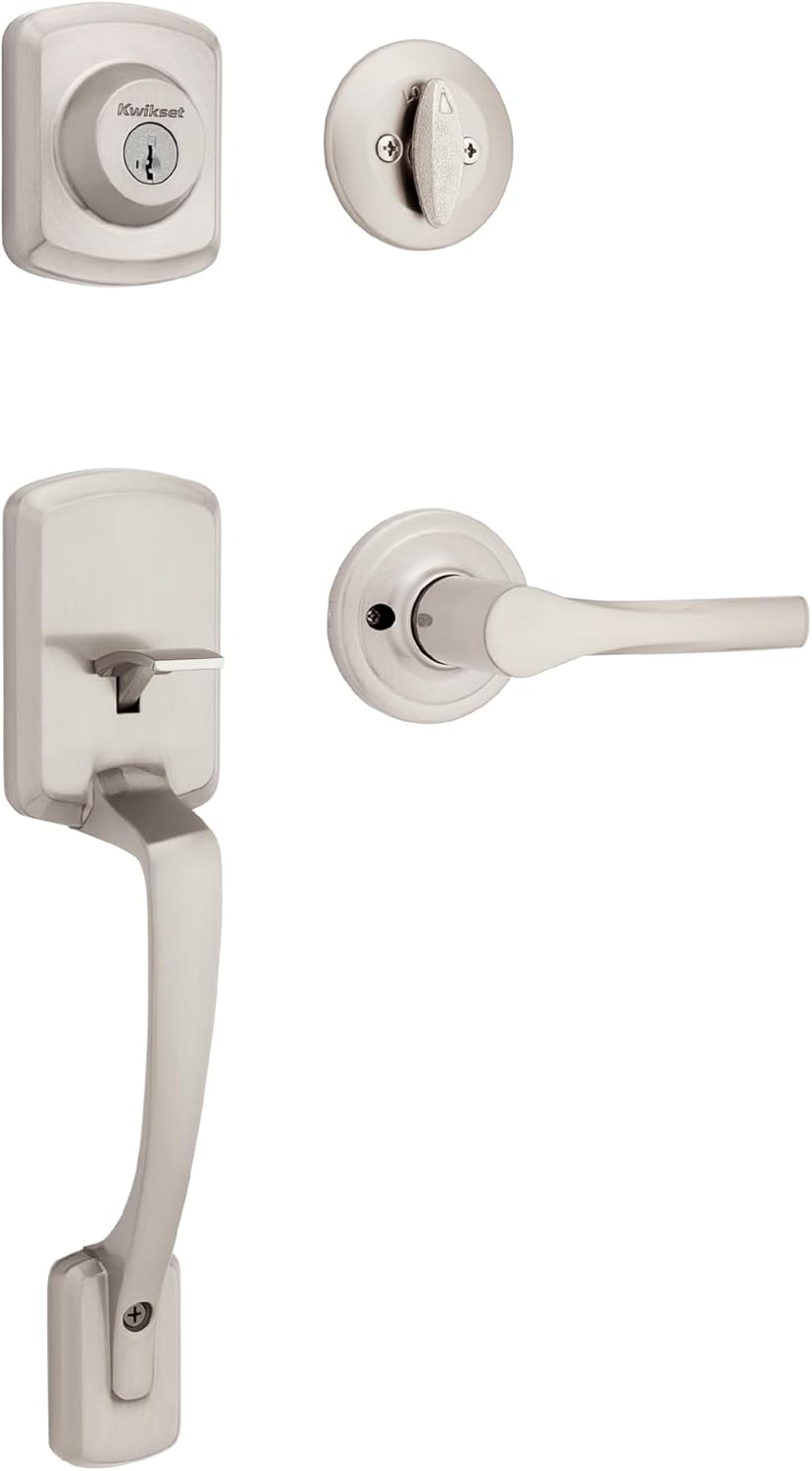 Kwikset Henley Front Door Lock Handle and Deadbolt Set - Smart Key Security Durable with Microban Protection