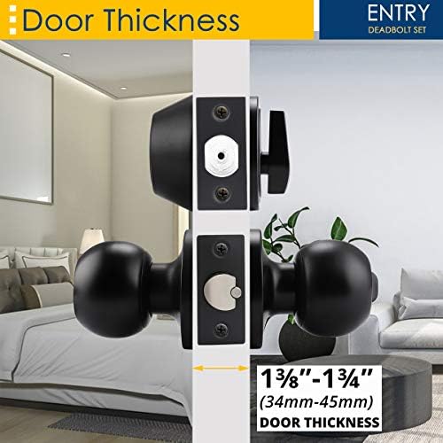 4-Piece Exterior Door Lock Set with 4 Knobs and 4 Deadbolts Flat Black Keyed Alike