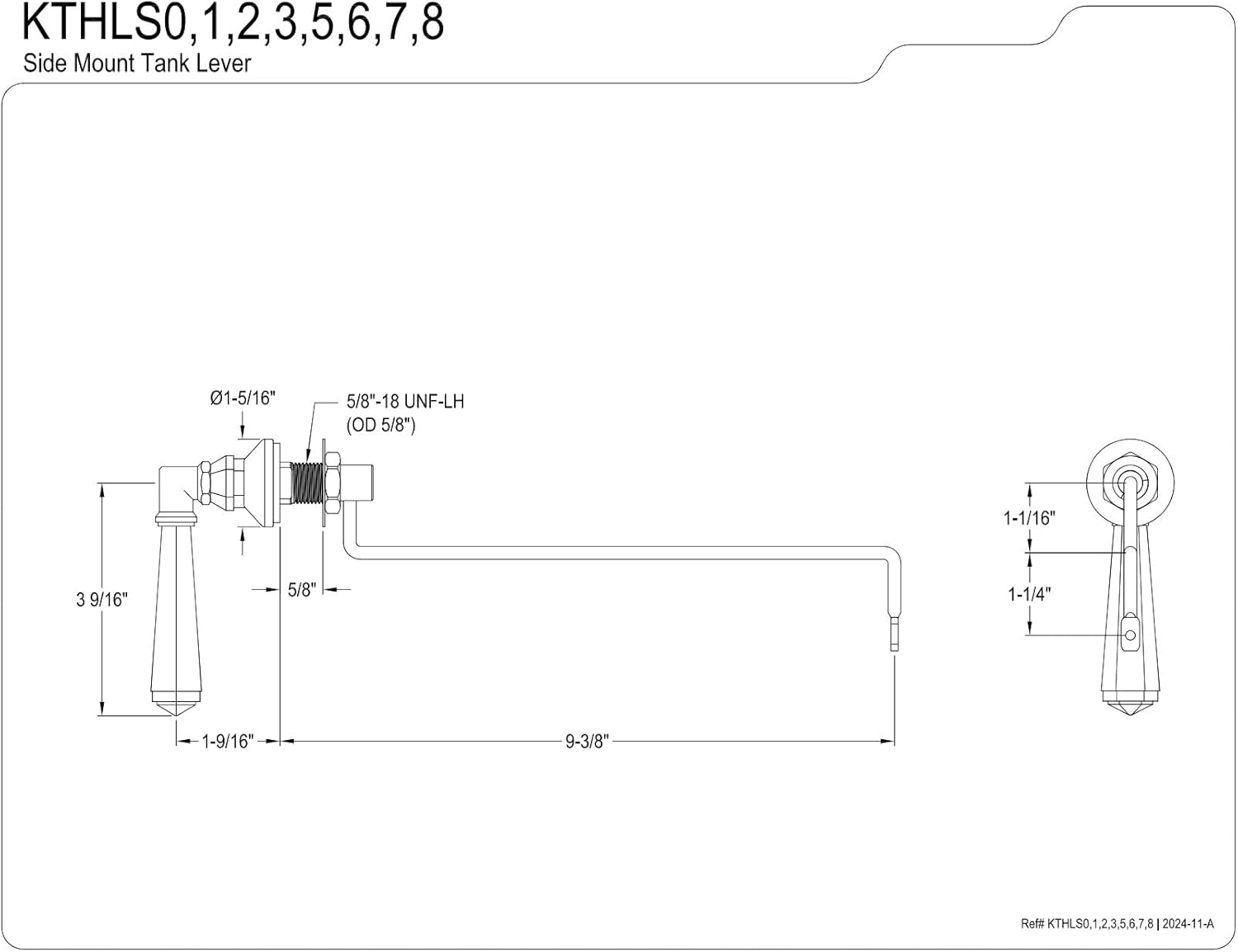 Kingston Brass KTHLS3 High-Quality Brass Toilet Tank Lever Side Mount Antique Brass Metropolitan Collection