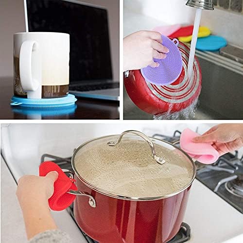 Premium Silicone Dish Scrubber Set 7PCS Safe for Oils BPA Free Heat Resistant Eco-Friendly