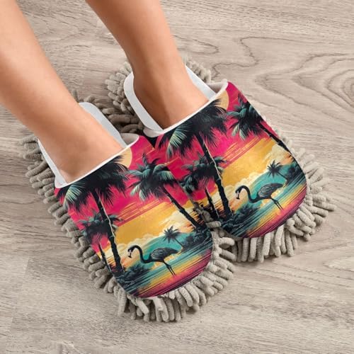 Cozy Flamingo Mop Slippers for Wood Floors