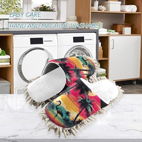 Cozy Flamingo Mop Slippers for Wood Floors