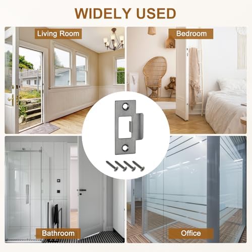 Uxcell 3Pcs Door Strike Plate 70x40mm Stainless Steel Deadbolt Replacement
