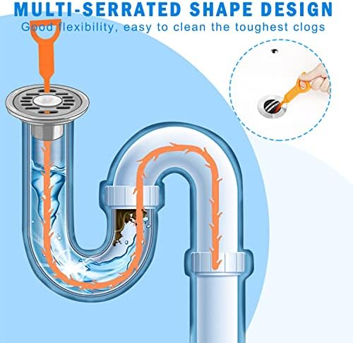 ONEHERE 6Pack Hair Drain Clog Remover Tools for Kitchen Sink Bathroom Tub Toilets