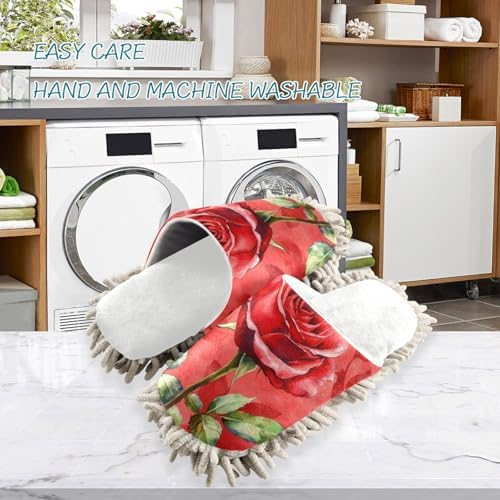 Burbuja Rose Mop Slippers Soft Microfiber Washable Kitchen Living