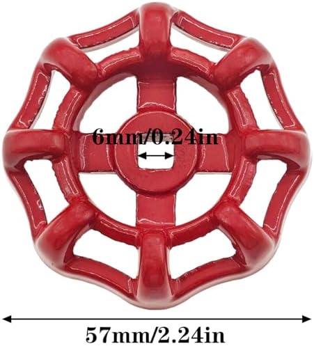 Safycaby Cast Iron Faucet Handle with Red Paint 6x6mm Round Wheel