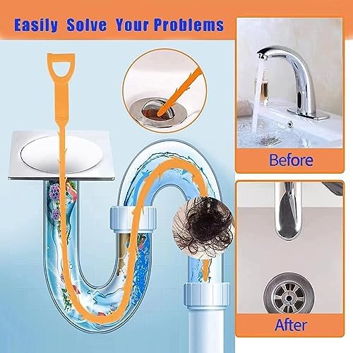5 Pack 25-Inch Sink Snake Remover Set Draining Clog Effector Tools for Kitchen Bathroom and bathtub Drains