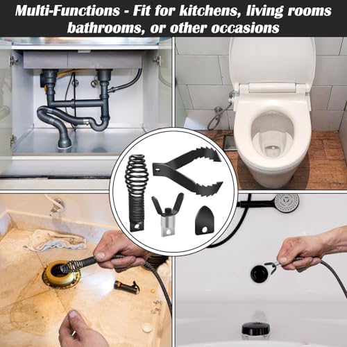 DRIP-RESISTANT Drain Cleaner Set for Clogs 4-Piece Pipe Drain Fixer COITEK Black Durable Easy to Use