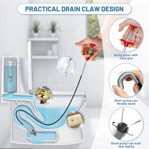 Kellys Collection 12-Piece Snake Drain Hair Remover Multi-Functional clog Removal Tools for Home Businesses