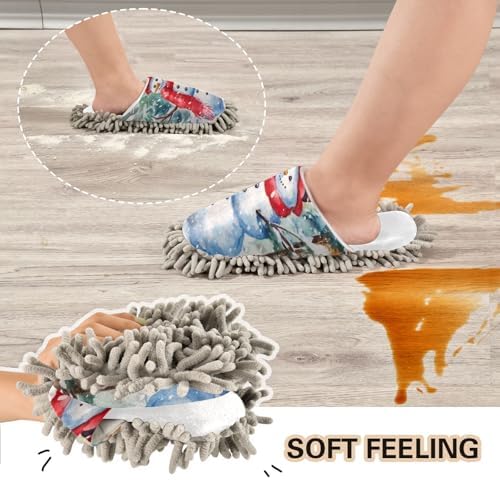 White Christmas Snowman Mop Slippers