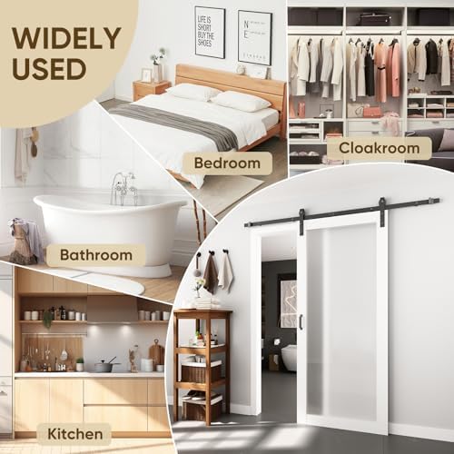 36IN X 80IN FROSTED GLASS BARN DOOR - NO ASSEMBLY REQUIRED