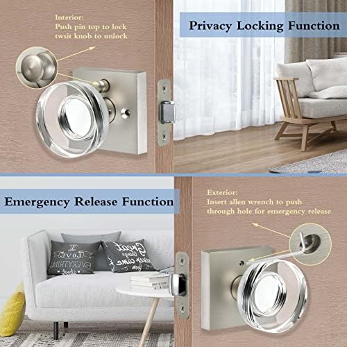Emergency Glass Door Knobs with Privacy