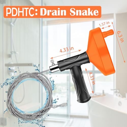 Drain Snake Auger 33ft Heavy Duty Clog Remover for Home Bathroom