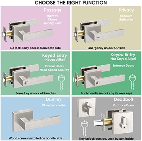 Ticonn Door Handle Set Premium Heavy Duty Door Lever for Home and Bathroom Use