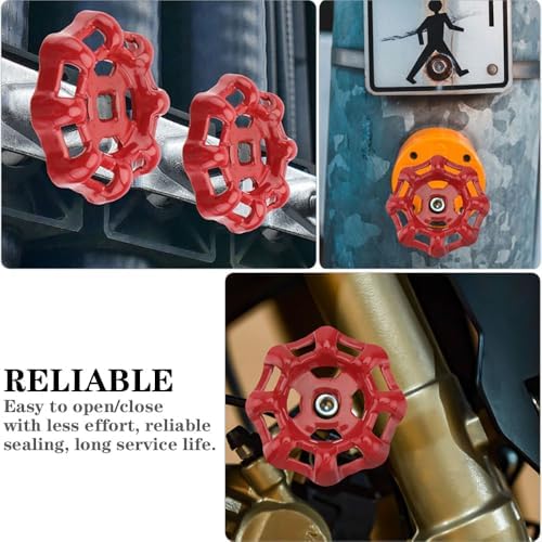Safycaby Cast Iron Faucet Handle with Red Paint 6x6mm Round Wheel