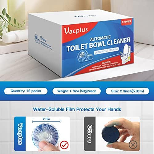 Vacplus automatic toilet bowl cleaner tablets bathroom tank cleaner 12 pack 6 months supply