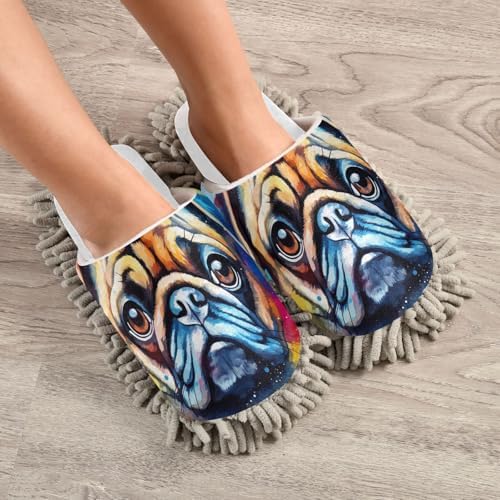 RunningBear Pug Mop Slippers Perfect for Thousands of Pugs to Stay Clean Cozy House Cleaning Accessories