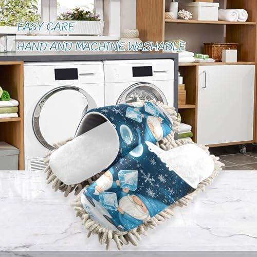 White Christmas Gnome Snowlakes Mops Slippers