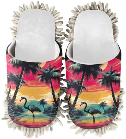 Cozy Flamingo Mop Slippers for Wood Floors