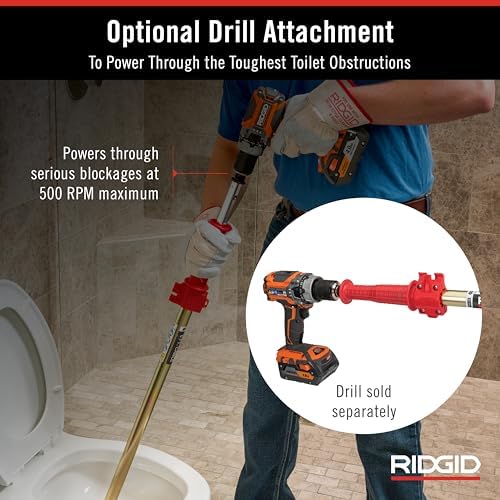 Ridgid 56658 K-6P Toilet Auger Multi-Function Quick-Acting for Drills