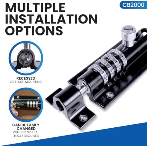 FJM Security 4-Digit Combination Sliding Bolt Gate Lock Premium MetalForged Motion Activated Gate Lock for Home Barns