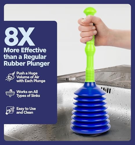 Luigis Heavy-Duty Sink Drain Plunger for Slow Drains