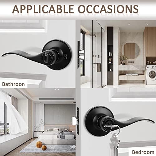 Probrico Door Lever Set - 2-Pack for Office Front Door Reversible Secure DoorLock System