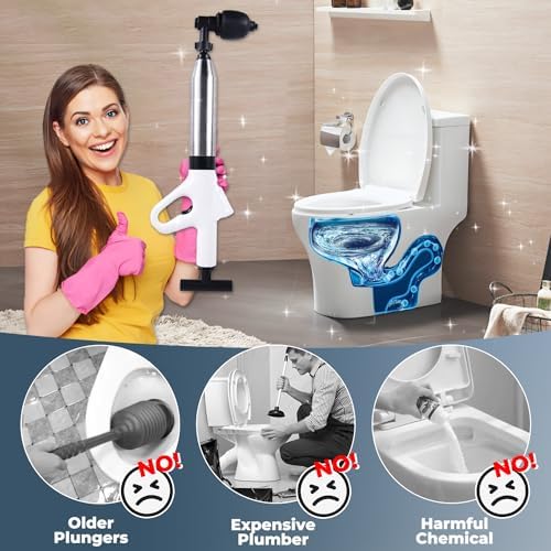 Unclog Your Toilets in Seconds with Our Powerful Air Plunger Super Fast Easy to Use and Safe