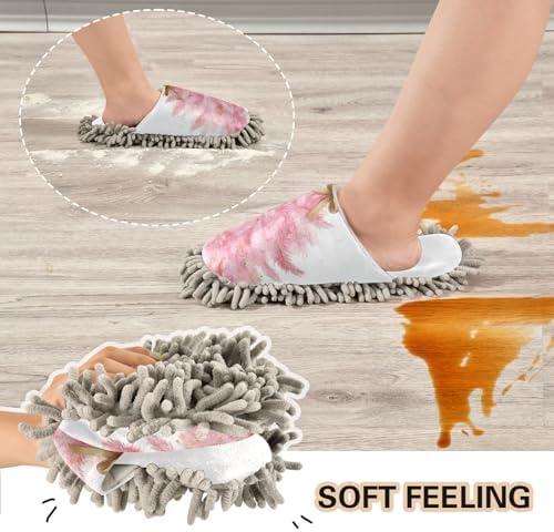 White Pink Christmas Trees Mop Slippers