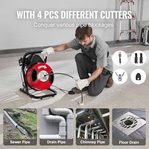 VEVOR 50FTx12Inch Drain Cleaner Machine