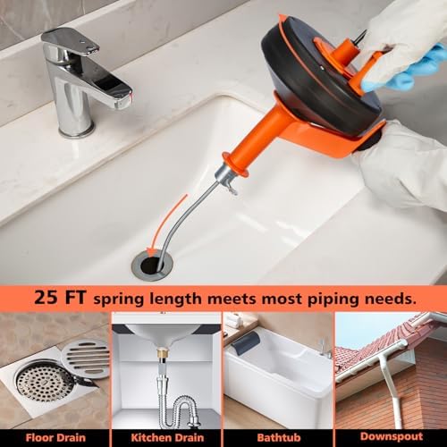 Drain Snake 25FTWith Drill Gloves