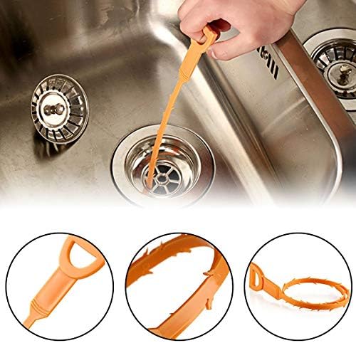 OmontDrain Clog Remover Tool Sink 6-Pack Clog Remover Effortless Hair Food Removal Orange