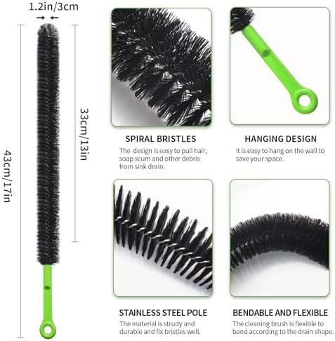 2-Piece Sink bathtub drain brush set for easy cleaning