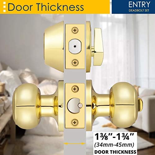 4-Piece Polished Brass Door Knob Deadbolt Set Keyed Alike 100 Secure