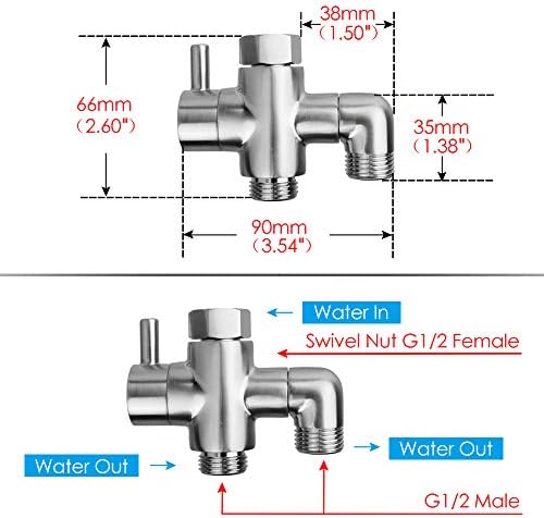 3-Way Brass Shower Diverter Valve G12 Brushed Nickel