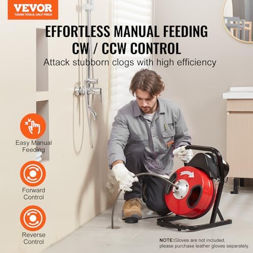 VEVOR 50FTx12Inch Drain Cleaner Machine