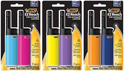 BIC EZ Reach Lightweight Extended Wand 6-Pack with Assorted Colors - Safe Easy to Use