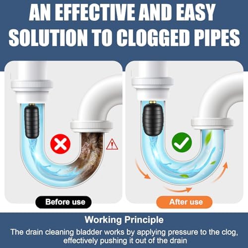 Points Fos lion compact 3 PC drain bladder set 1-6 size pipes rubber unblocker for multi use plumbing occasions drain