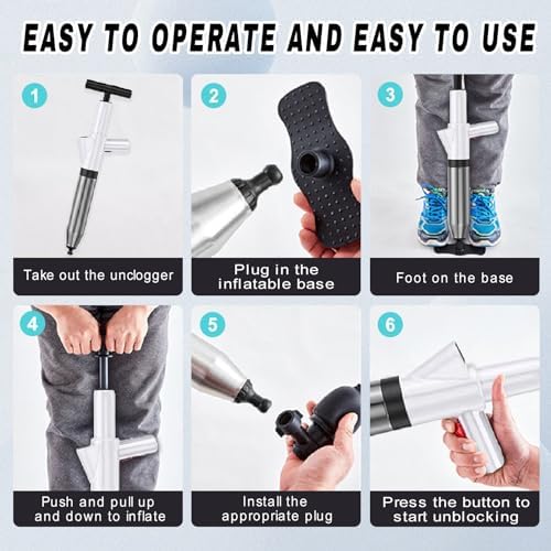 High-Pressure Toilet Plunger Visual Gauge by TAGYSH Effortless Clog Removal for Home Use